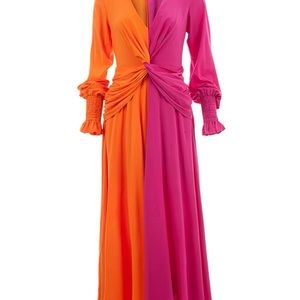 Two-tone vibrant flowy dress
